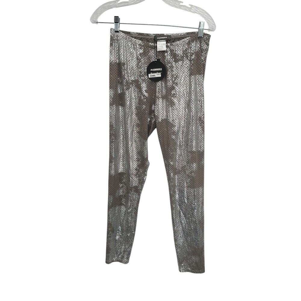 NWT Alembika Silver Pant Metallic Laser Cut Size 2 US 10